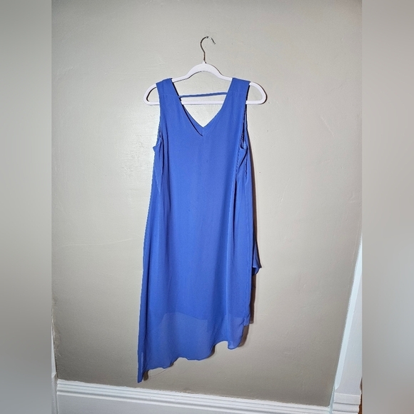 Chico's Blue Ruffle Midi Dress Women's Size 1 - Picture 4 of 10